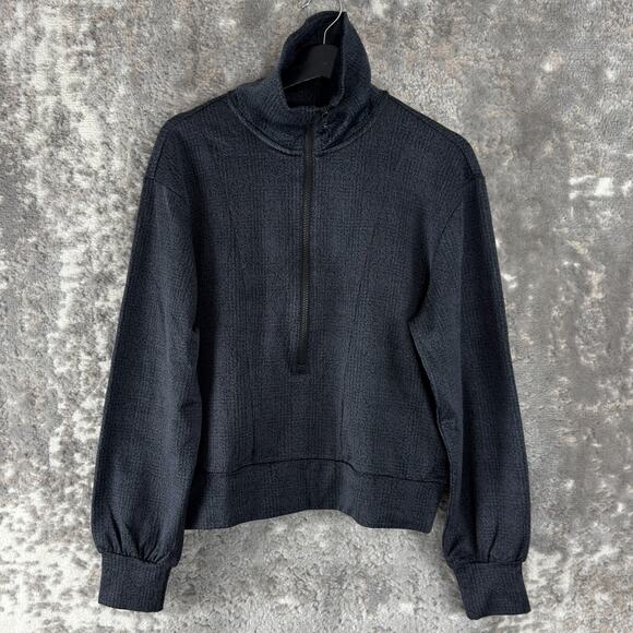 Mondetta Size M Stretch Mock Neck Half Zip Sweater Gray Long Sleeve Pullover - Picture 1 of 9